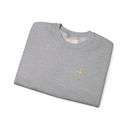 Men’s Elegance w/ Gold Cross Sweatshirt – Subtle Christian Faith Apparel