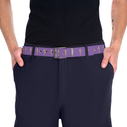 Crown of Light Belt in Mauve – Gold Cross Pattern