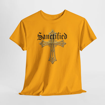 Sanctified Men's Gothic Cross T-Shirt – Faith in Bold Elegance