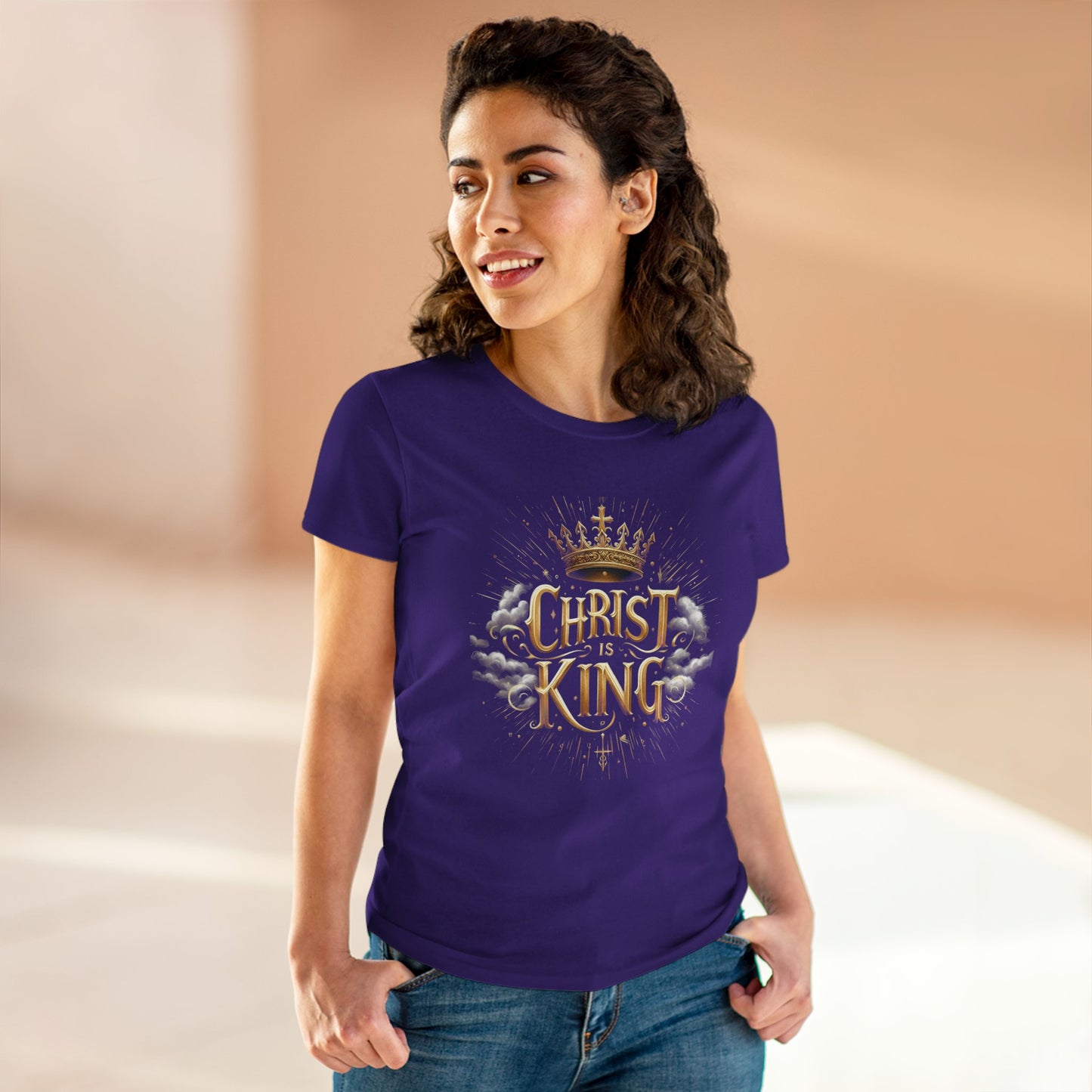 Christ is King – Bold Women’s Softstyle Tee of Royal Faith