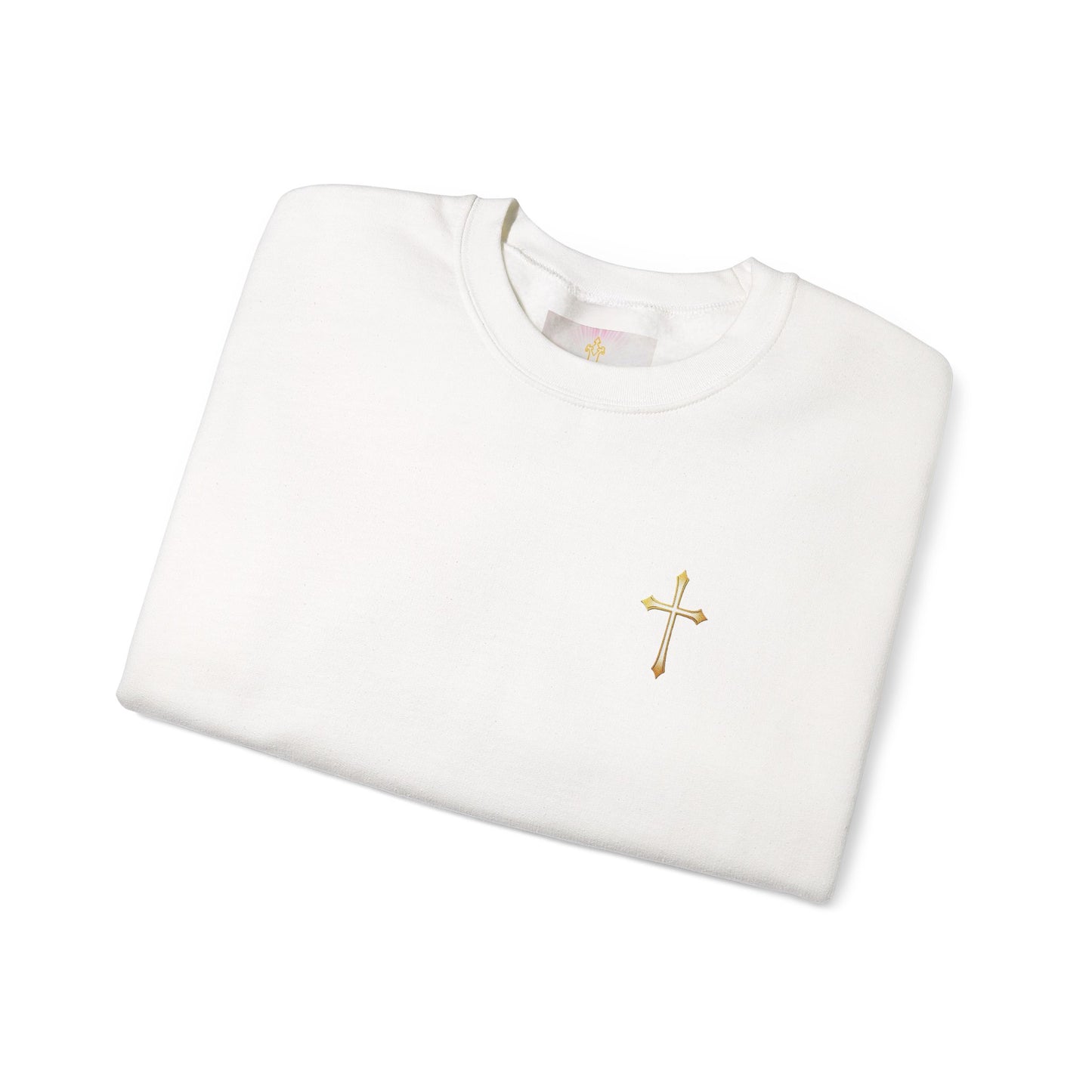 Men’s Elegance w/ Gold Cross Sweatshirt – Subtle Christian Faith Apparel
