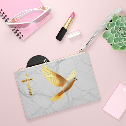 Grace in Flight, Faith in Gold Marble Clutch