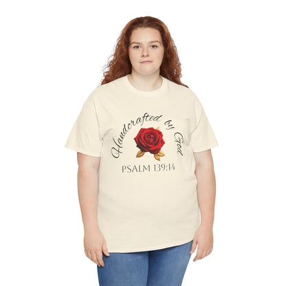 Handcrafted by God (Rose) - Woman's Christian T-Shirt (Dark Lettering)