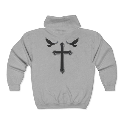 Faithful Watchers” – Cross & Crows Men’s Zip-Up Hoodie