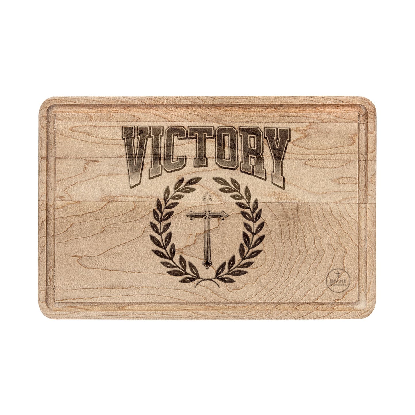Victory in Christ — Collegiate Laurel Cross Cutting Board