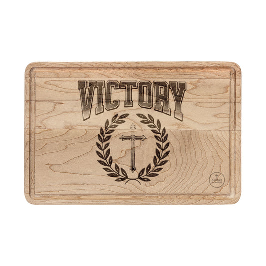 Victory in Christ — Collegiate Laurel Cross Cutting Board