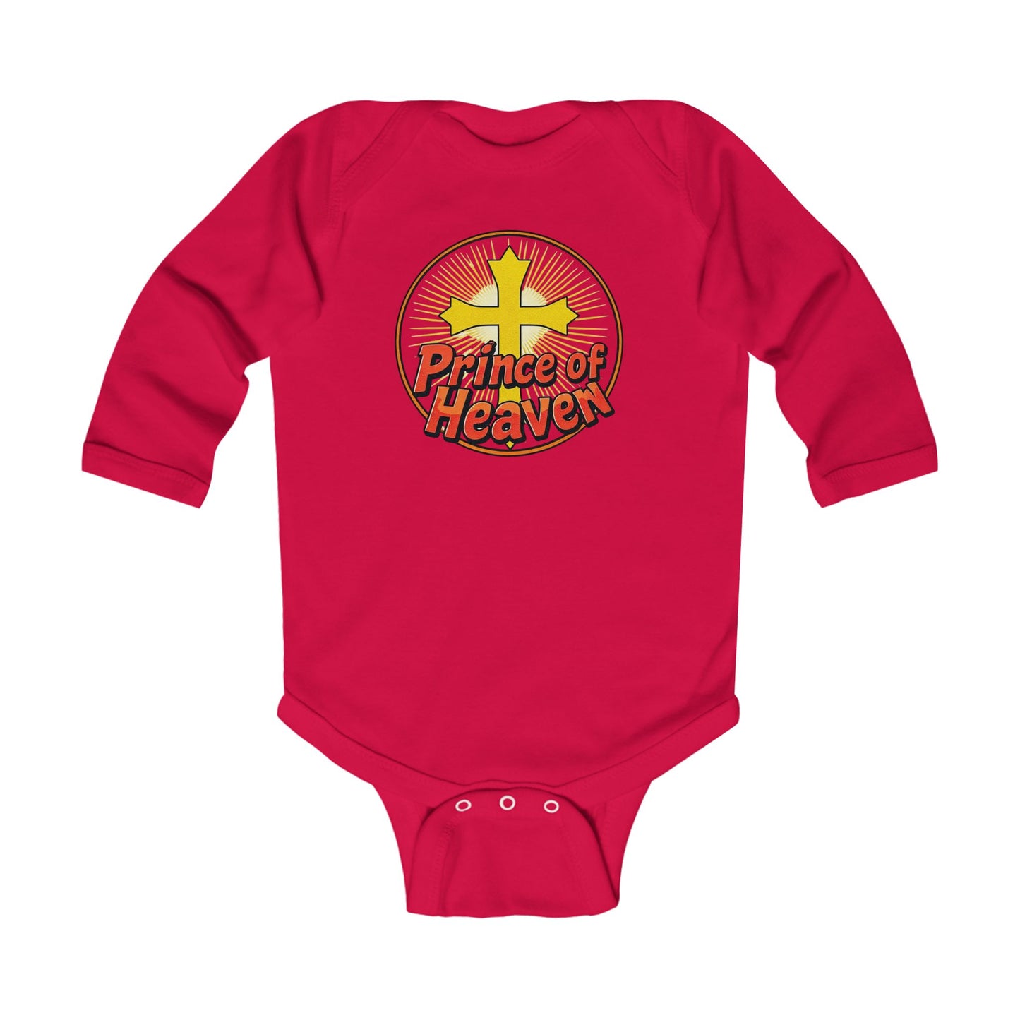 Infant Boys’ “Prince of Heaven” Long Sleeve Christian Onesie – Cozy Faith-Inspired Baby Bodysuit