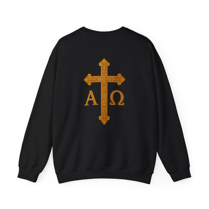 Christ is King – Men’s Christian Sweatshirt with Crowned Lion & Cross