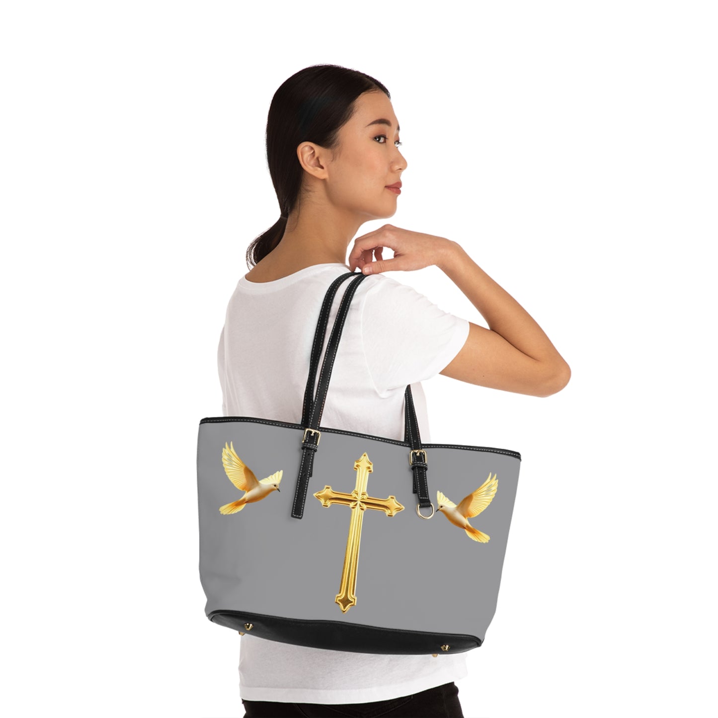 Faith, Peace, and Renewal Shoulder Bag in Grey