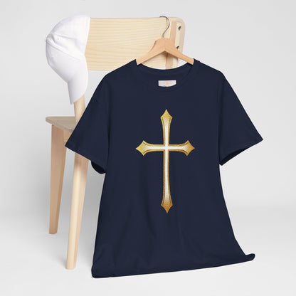 Men’s Gold Cross Tee – Christian Faith-Inspired Apparel