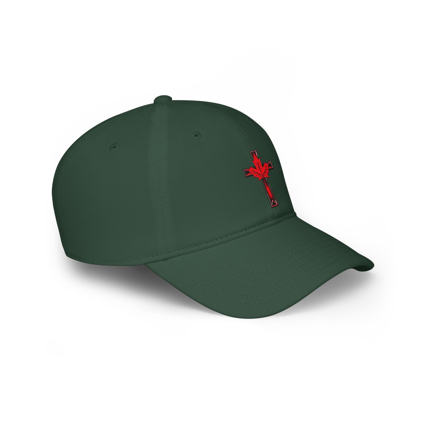 Canadian Cross Low Profile Baseball Cap – Christian Maple Leaf Hat for Faith & Country