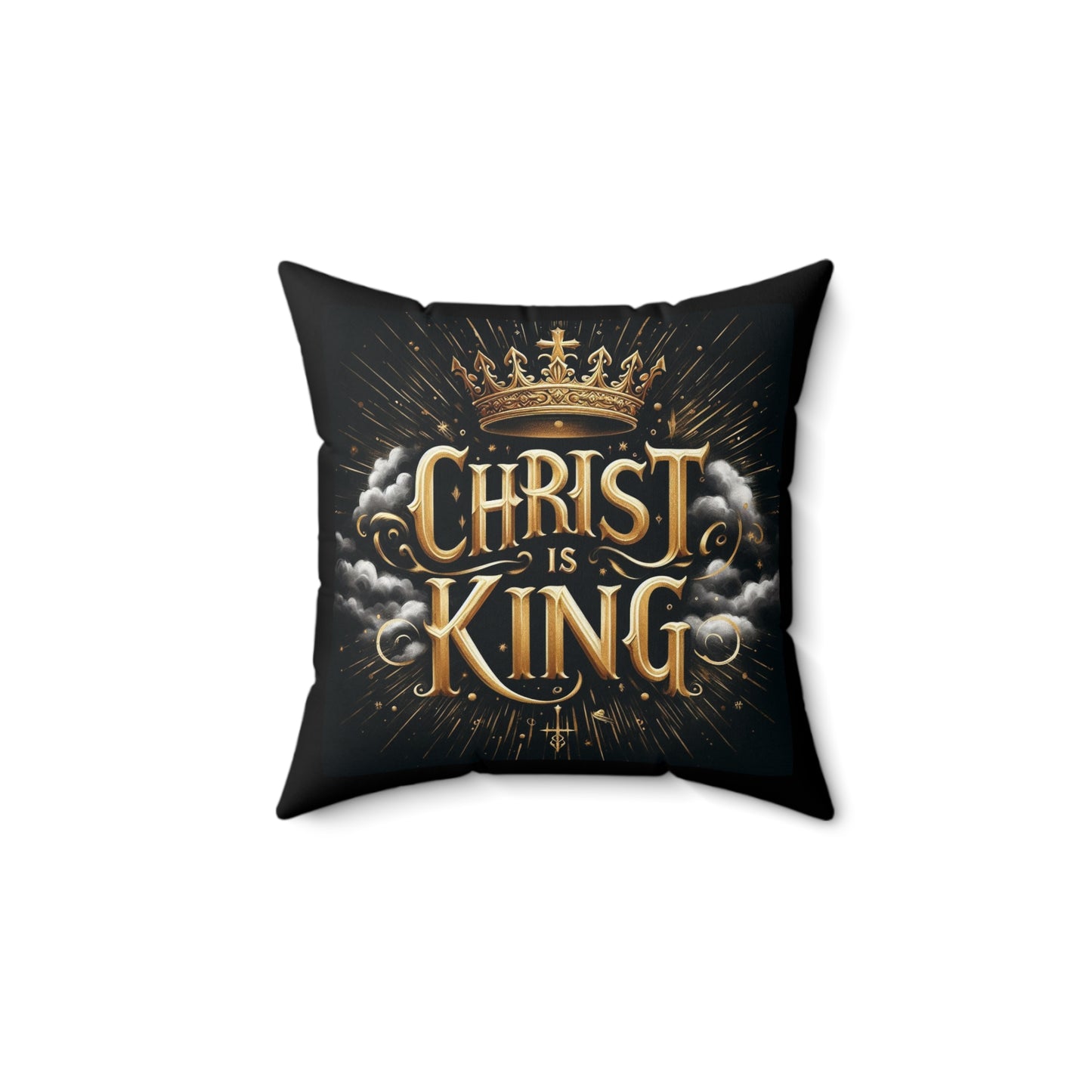 Christ is King Black Square Pillow – Bold Faith Accent for Home
