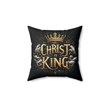 Christ is King Black Square Pillow – Bold Faith Accent for Home