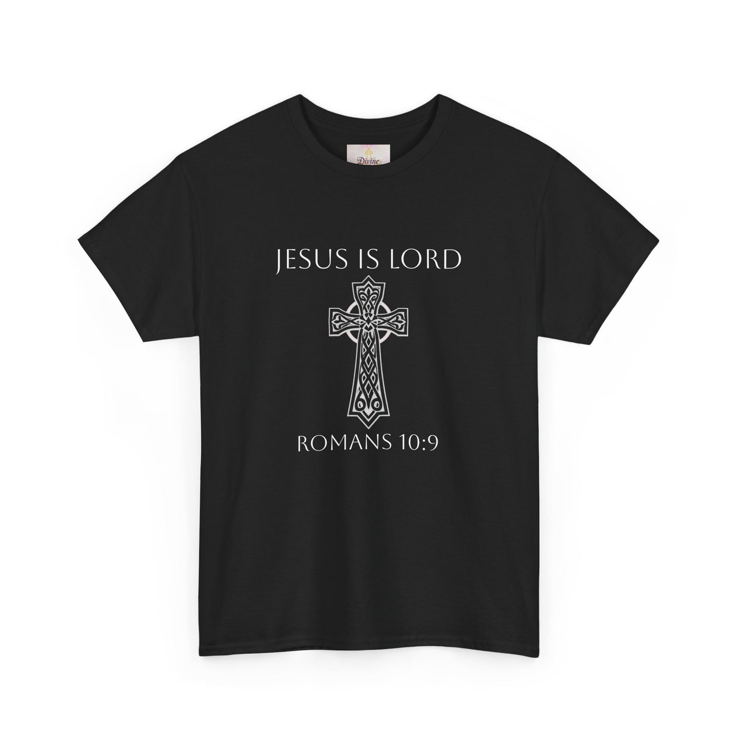 Women's Jesus is Lord Christian T-Shirt – Modern Cross Design (White Lettering)