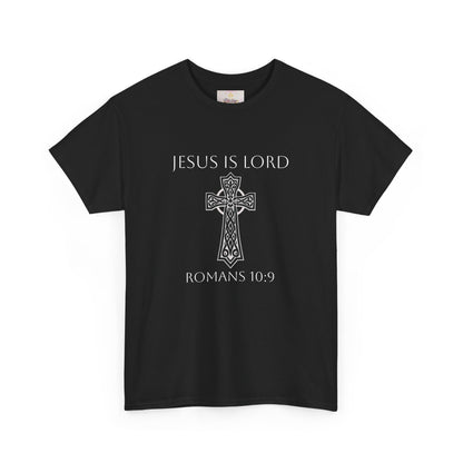 Women's Jesus is Lord Christian T-Shirt – Modern Cross Design (White Lettering)