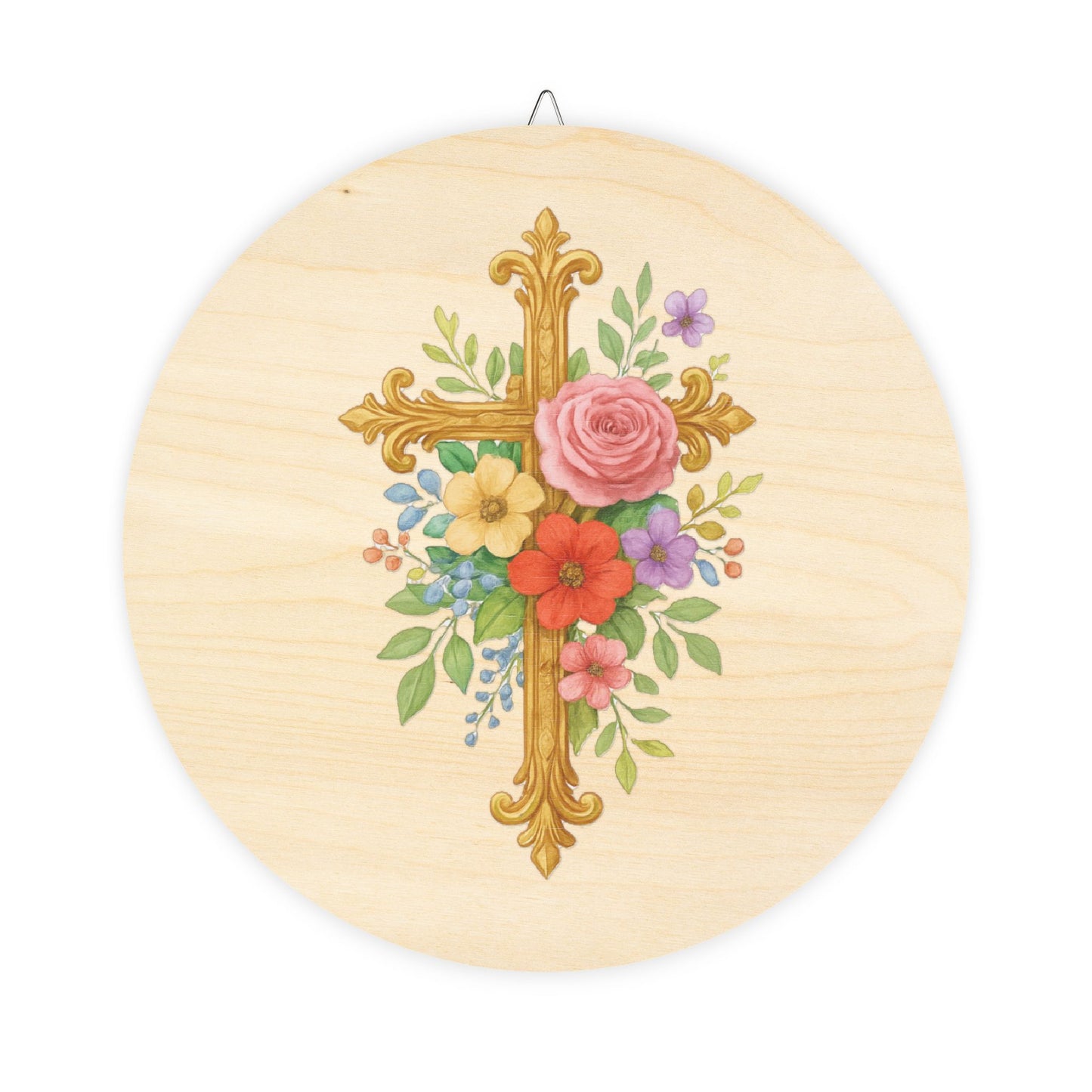 Floral Cross Wood Sign – Rustic Christian Home Décor