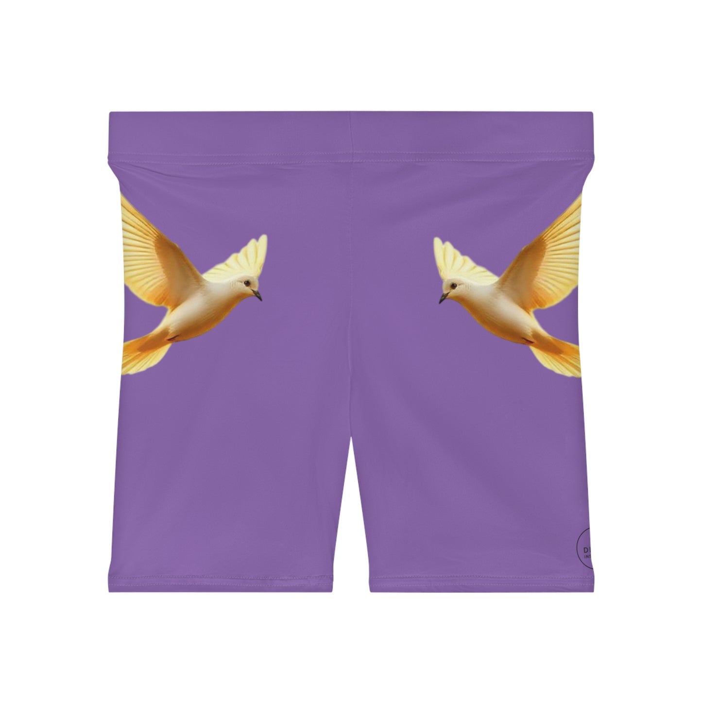 Golden Dove Women’s Biking Shorts in Purple – Spirit of Peace and Power
