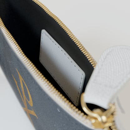 “Divine Seal” | Women’s Mini Clutch in Granite – Gold Chi Rho Elegance