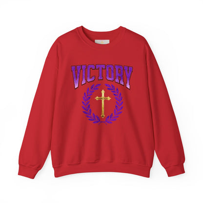 Victory Women’s Sweatshirt – Bold Purple Logo, Faith in Comfort