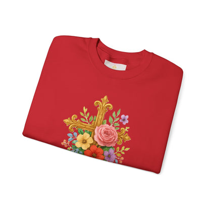 Floral Cross Women’s Sweatshirt – Grace in Full Bloom