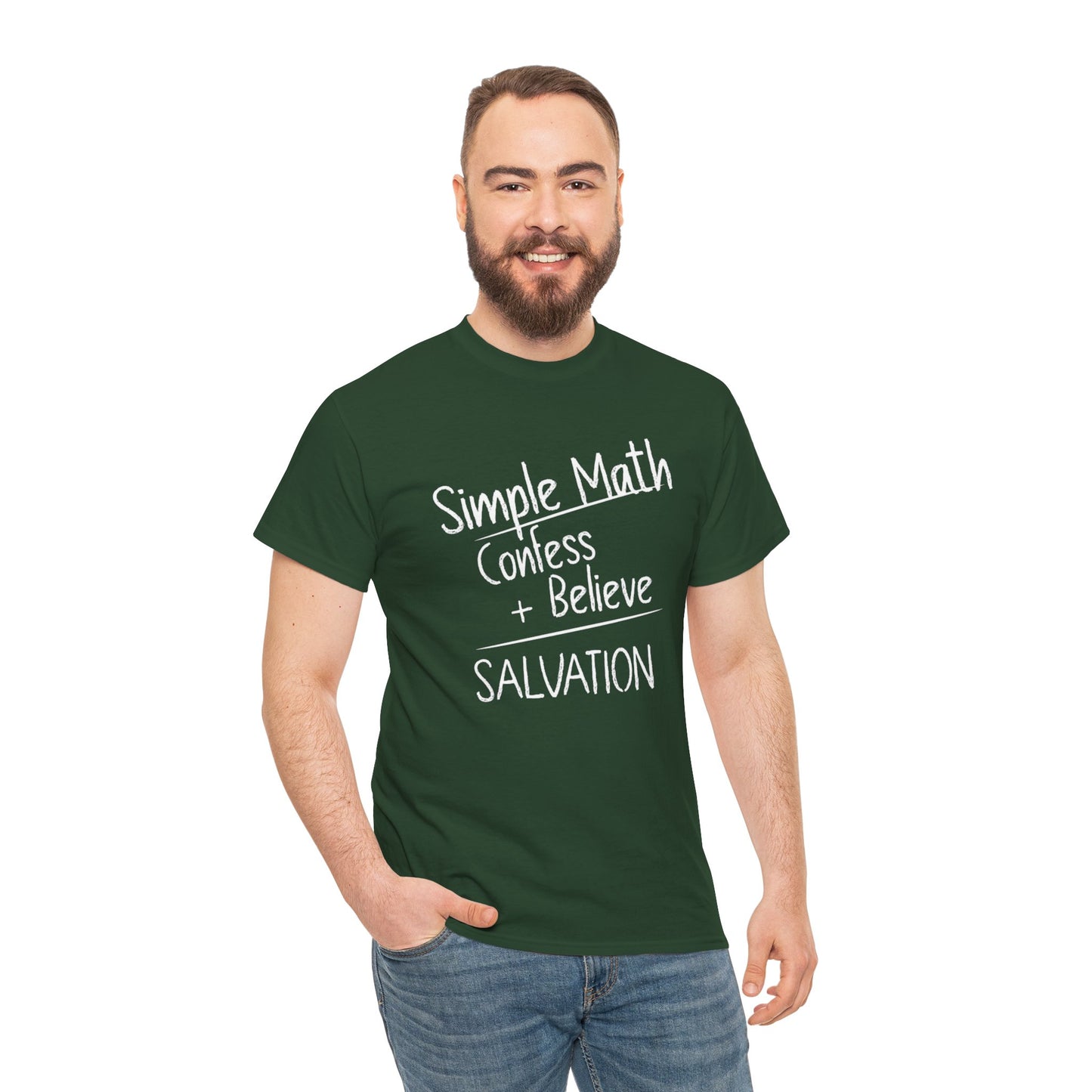 Simple Math of Salvation Men’s T-Shirt – Bold Faith (White Chalk)
