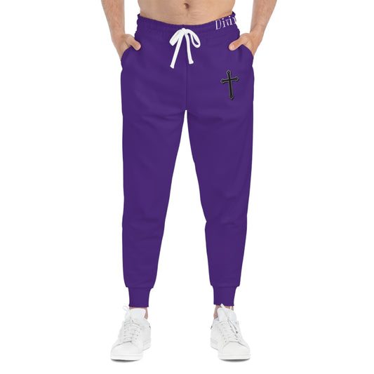 Men’s Black Cross Jogger Pants in Purple – Faith-Inspired Comfort & Everyday Style