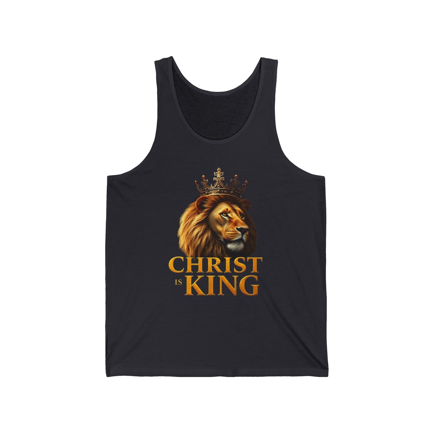 Christ is King – Men’s Christian Tank Top with Lion & Cross Design