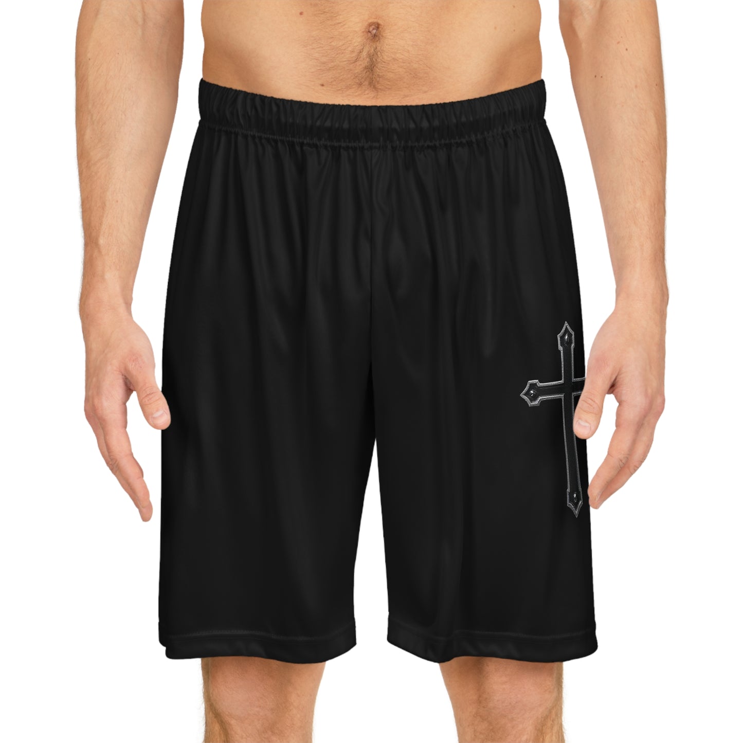 Men's Black Cross Basketball Shorts in Black - Perfect for Athletes, Summer Wear, Gym, Sports Events, Streetwear