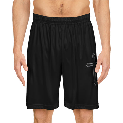 Men's Black Cross Basketball Shorts in Black - Perfect for Athletes, Summer Wear, Gym, Sports Events, Streetwear