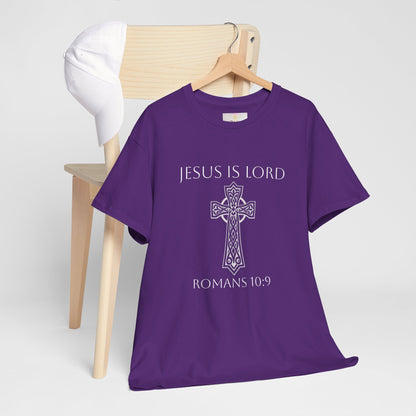 Women's Jesus is Lord Christian T-Shirt – Modern Cross Design (White Lettering)