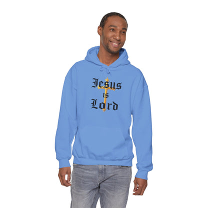 Men’s “Jesus is Lord” Christian Hoodie – Bold Cross Faith Pullover