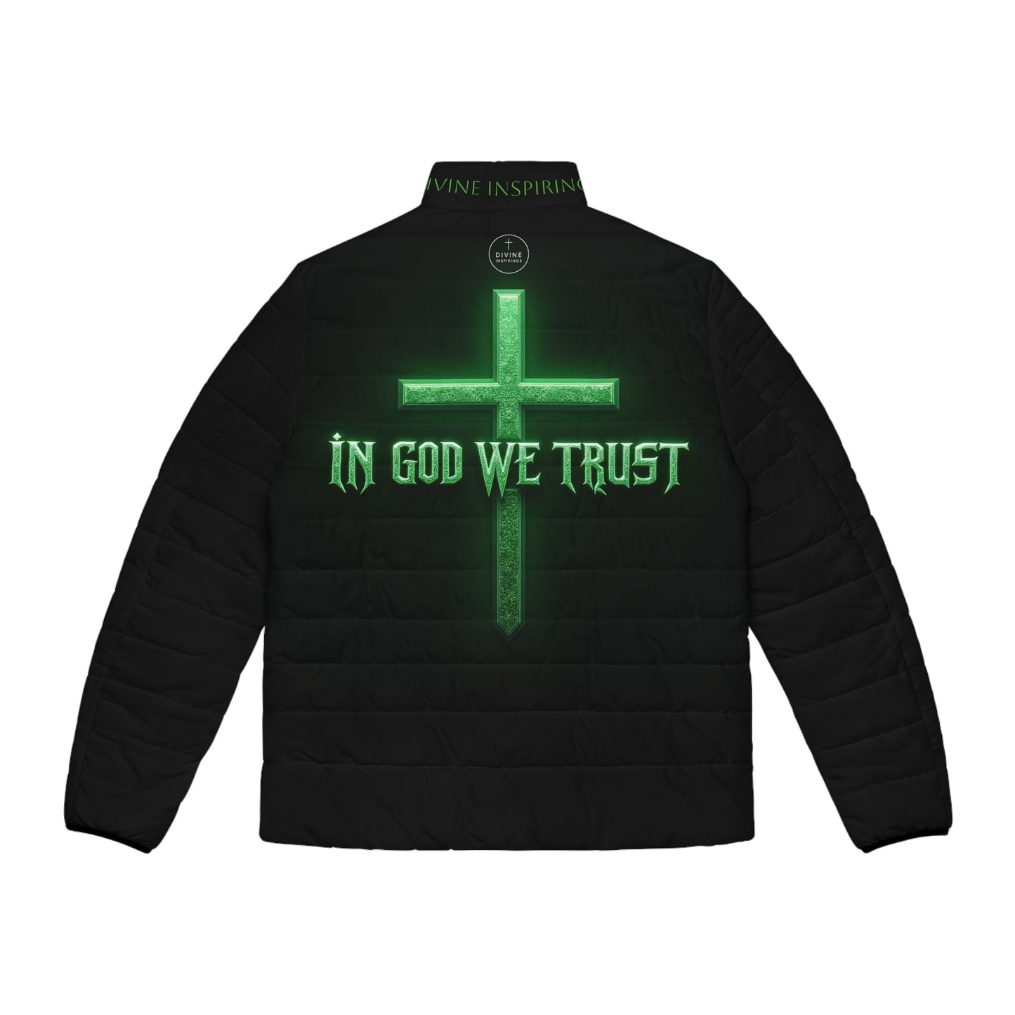 In God We Trust Men's Black Puffer Jacket – Bold Faith, Bold Style