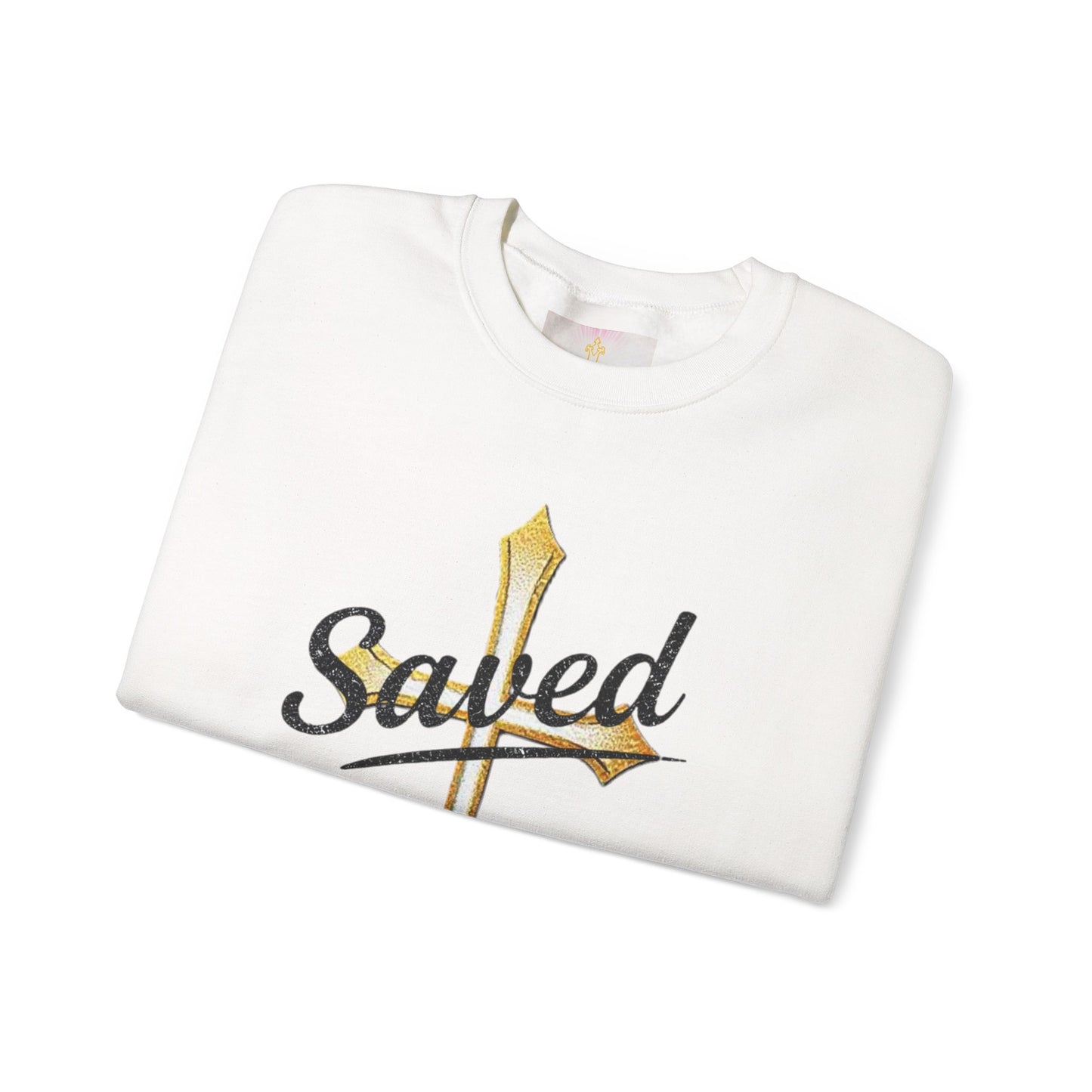 Saved Men's Sweatshirt – Christian Faith Apparel with Cross Design