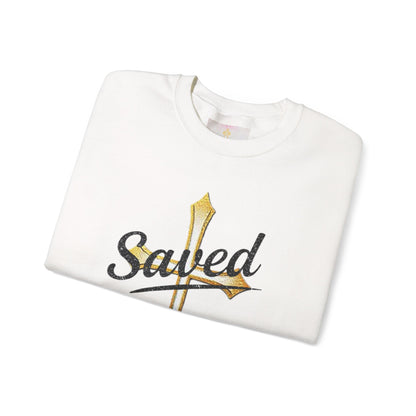 Saved Men's Sweatshirt – Christian Faith Apparel with Cross Design