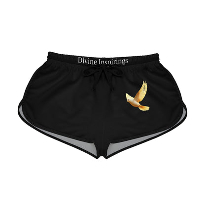 Peaceful Spirit Women's Shorts in Black with Dove in Flight Design