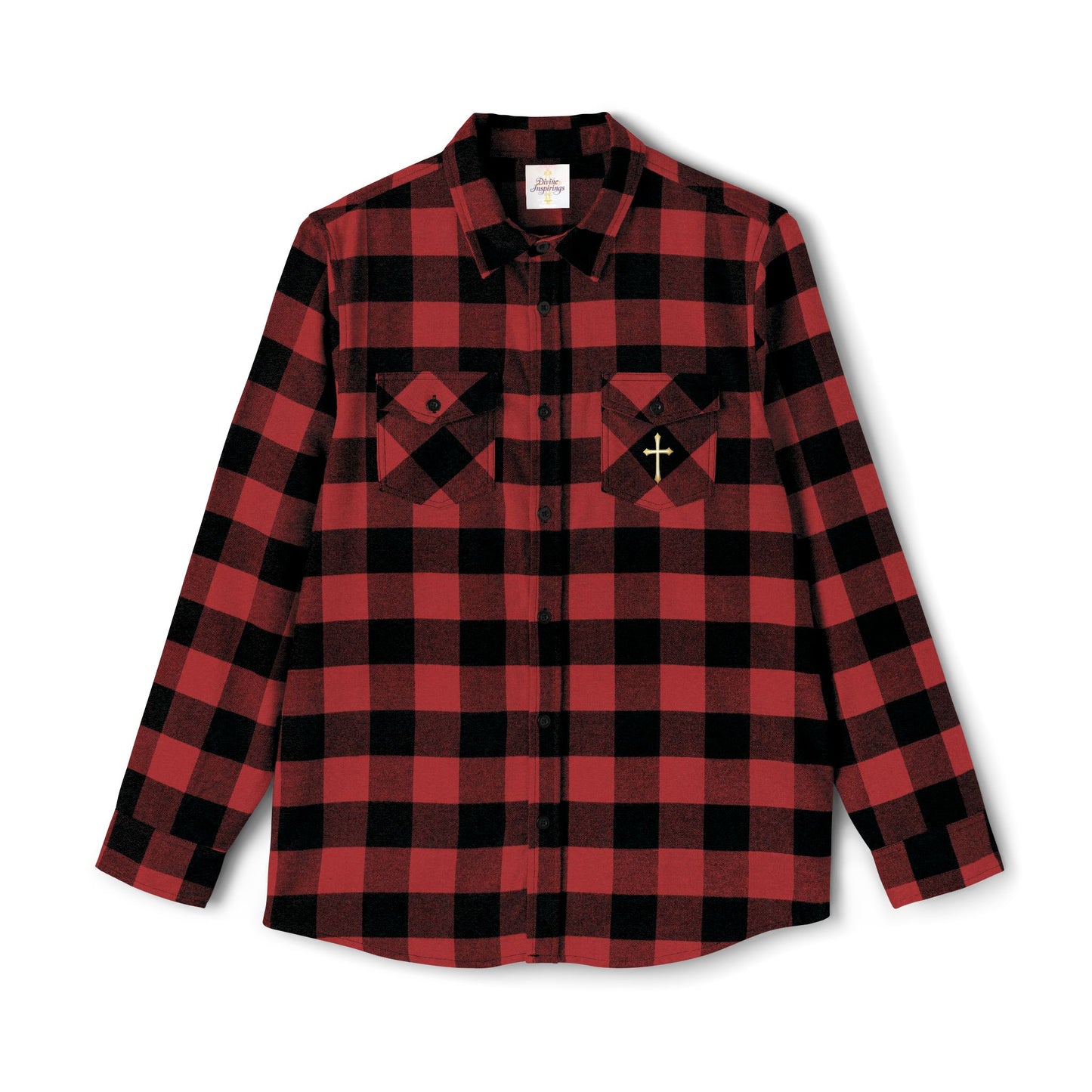 Faithful Threads – Men’s Classic Flannel Shirt with Gold Cross