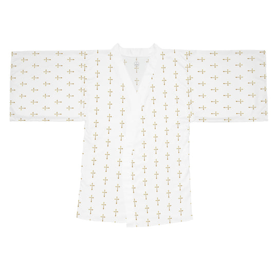 Golden Cross Kimono Robe in White – Spiritually Inspired Comfort