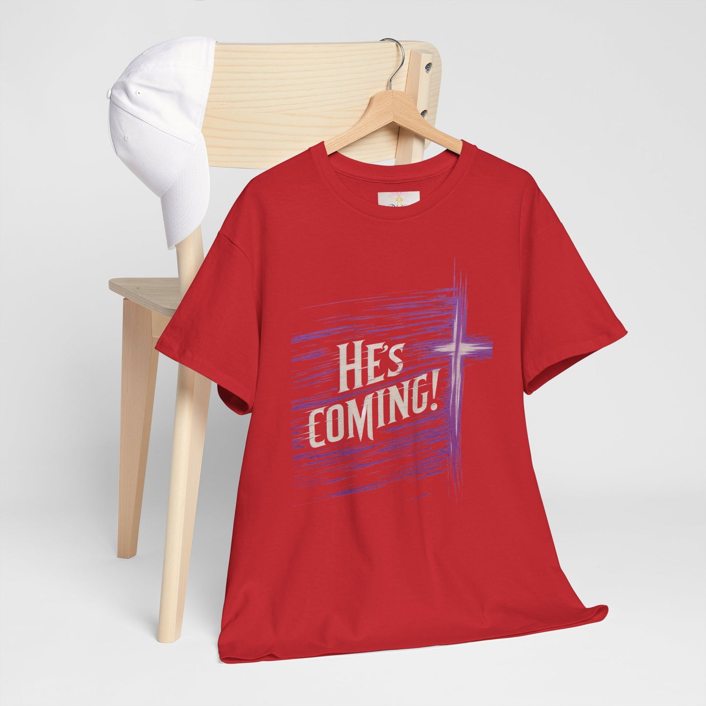 He’s Coming – Bold Christian Men’s Tee with Cross Symbol