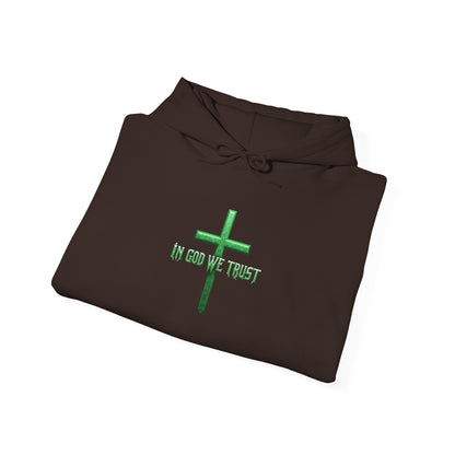 In God We Trust – Men’s Christian Hoodie (Green Design)
