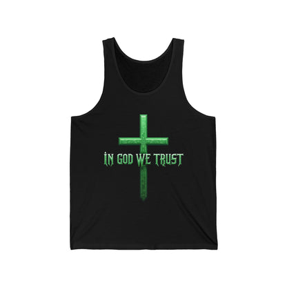 In God We Trust | Women’s Faith Tank – Bold Belief in Emerald Strength