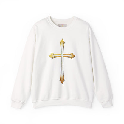 Men’s Gold Cross Sweatshirt – Bold Christian Faith Apparel