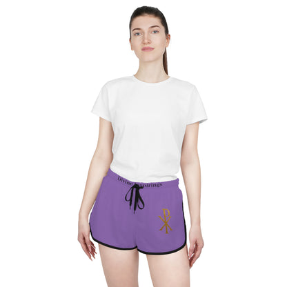 Radiant Faith Women's Shorts in Purple with Chi Rho Design