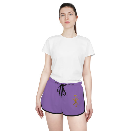 Radiant Faith Women's Shorts in Purple with Chi Rho Design