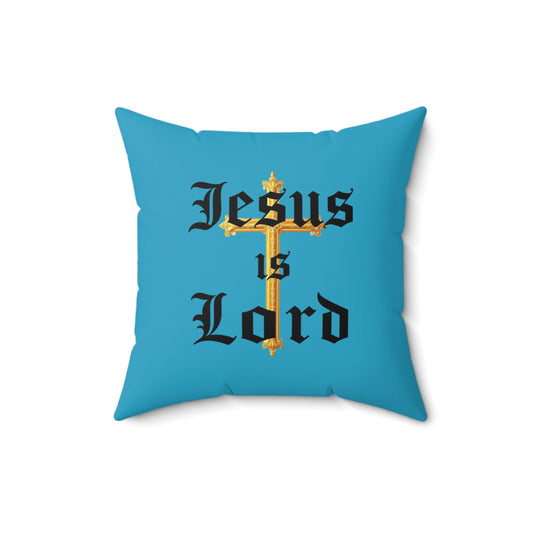 King of Kings in Turquoise – ‘Jesus is Lord’ Throw Pillow