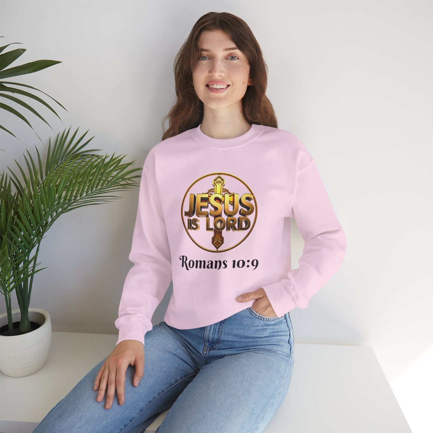 Romans 10:9 Inspired Christian Sweater – Declare Jesus Is Lord & He Is Risen (Dark Lettering)
