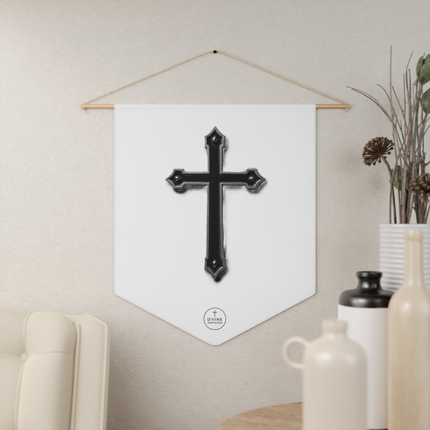 At the Foot of the Cross Pennant Banner – Black Cross Design
