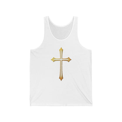 Men’s Gold Cross Tank Top – Bold Christian Faith Apparel