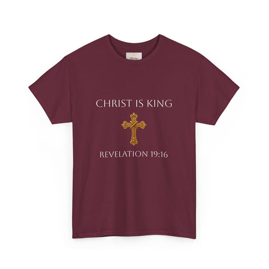 King of Kings, Lord of Lords Men’s Scripture Tee – Christ is King (Revelation 19:16) (White Lettering)