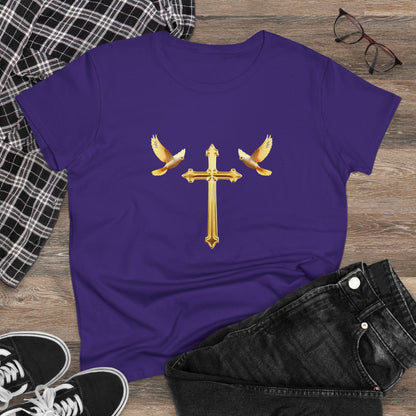 Flight of Grace – Gold Cross & Doves Tee