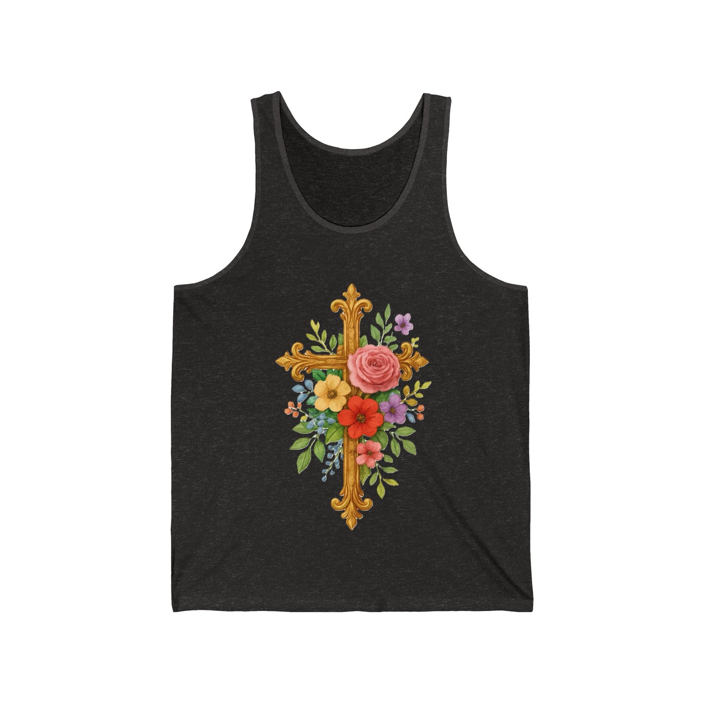 Floral Cross Women’s Tank Top – Faith That Shines